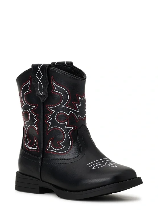 NEW Wonder Nation Toddler & Boys Cowboy Western Boots Black Red Costume Size 12