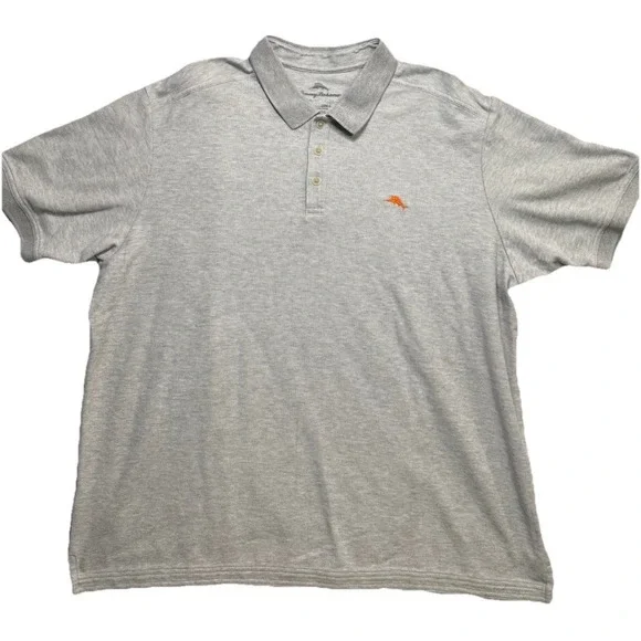 Tommy Bahama Emfielder 2.0 Polo Shirt Mens XXL Red Logo Gray Short Sleeve EUC