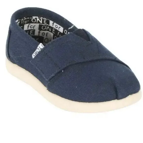TOMs Unisex Alpargata Slip on sneakers Navy, T3 US Infant euc