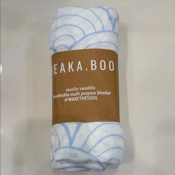 Seaka.Boo Blue Muslin Swaddle Blanket Breathable Blanket for Baby