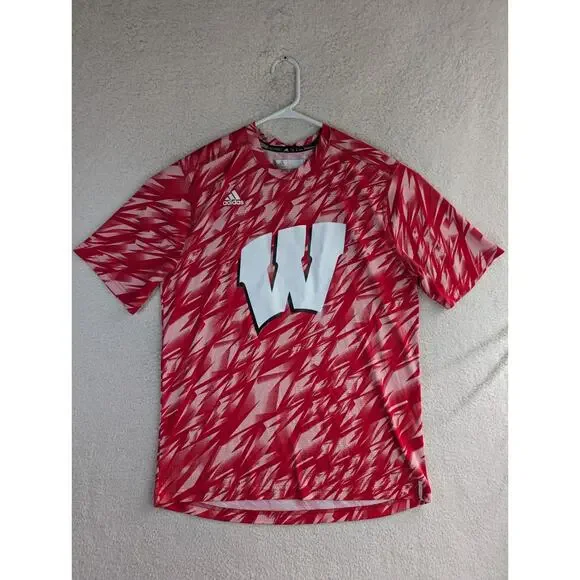 Wisconsin Badgers Adidas Shirt Mens XL Red Climalite Performance Training Soccer