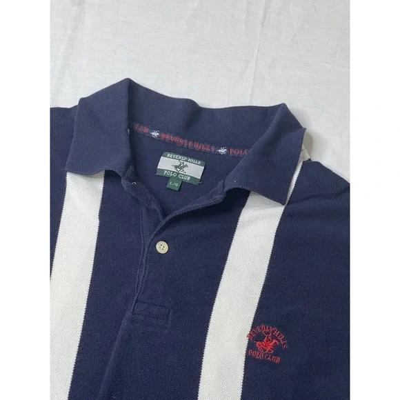 Beverly Hills Polo‎ Club Men's Size  L Golf Polo Black White Short Sleeve Shirt