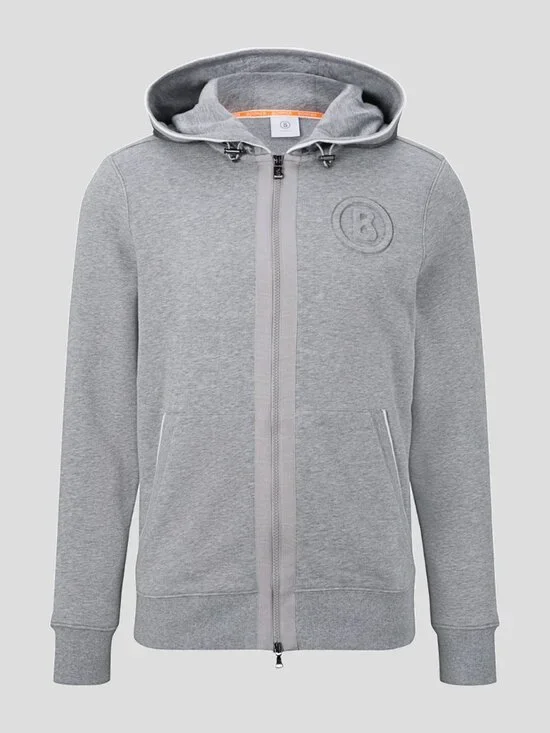 Bogner Jaden Full Zip Hooded Sweatshirt Jacket Grey Embossed Logo Sz XXL