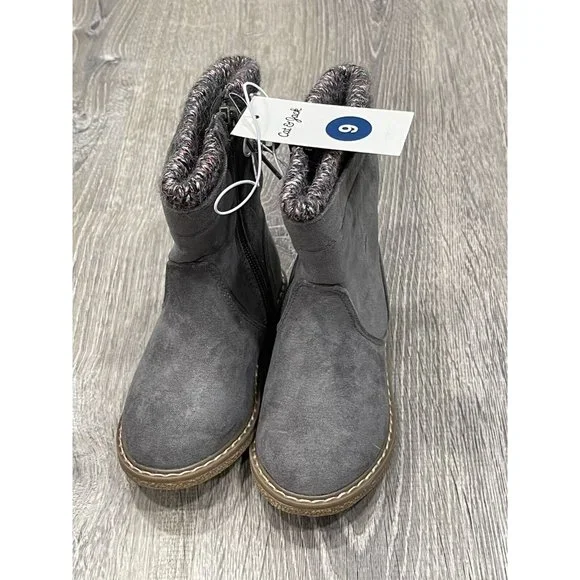 New Cat & Jack Grey Girls Boots Lace Up Shoes Size 9 J20