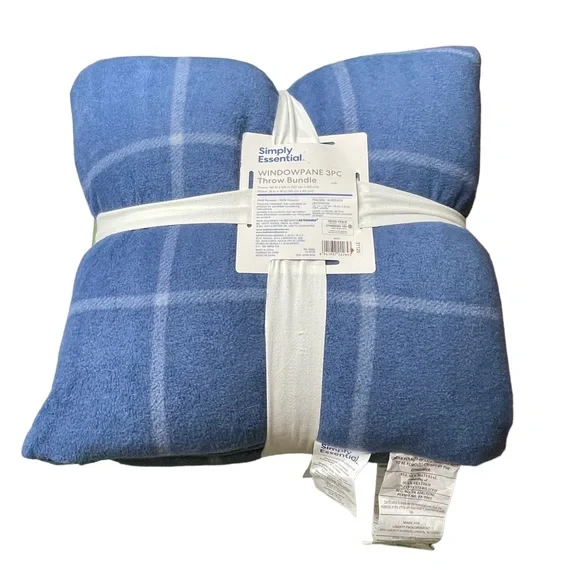 - Simply Essential windowpane 3 pcs throw bundle