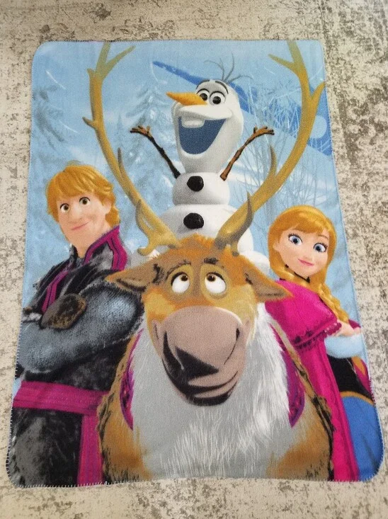Disney Store Frozen Blanket Fleece Throw Anna Olaf Sven Kristoff Out In The Cold