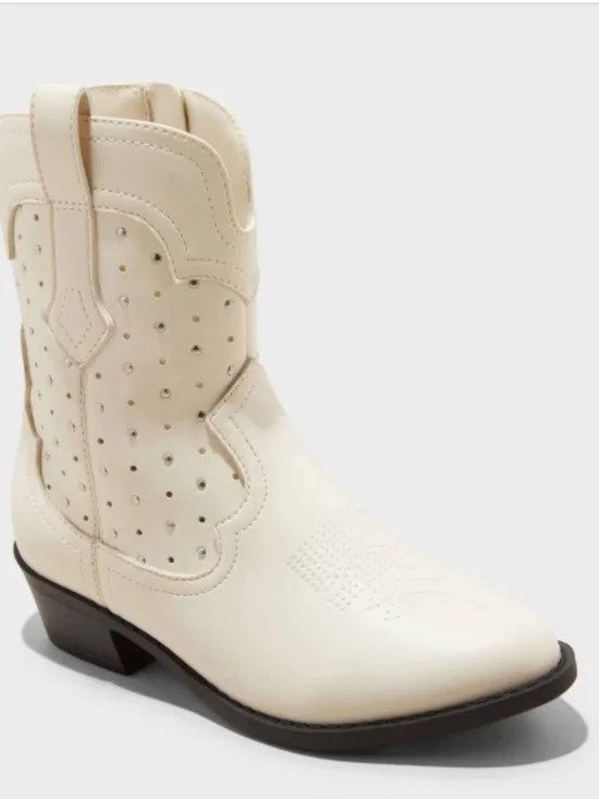 Kids' Jovi Western Boots - Art Class™ White 13: Medium Width, Zipper Closure,
