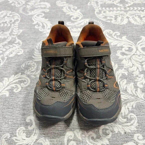 Merrell Trail Chaser Boys Hiking Trail Sneakers Gray Orange Hook & Loop