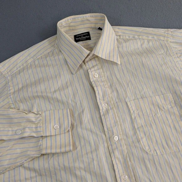 Gitman Bros Button Down Shirt‎ Mens 16 34 Yellow Blue Striped Long Sleeve