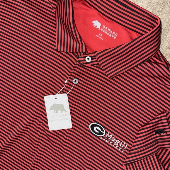NWT Onward Reserve University Of Georgia Magill Society Polo Mens 2XL Red Stripe
