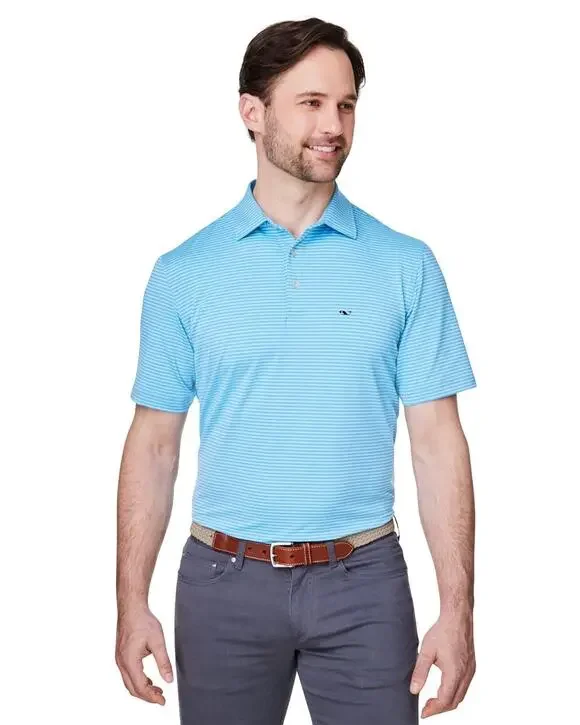 Vineyard Vines Performance Golf Bradley Stripe Sankaty Polo Medium Preppy Travel