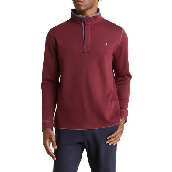 Tailor Byrd Reversible‎ Pullover Sweatshirt Size XL Burgundy 1/4 Zip Mock Neck