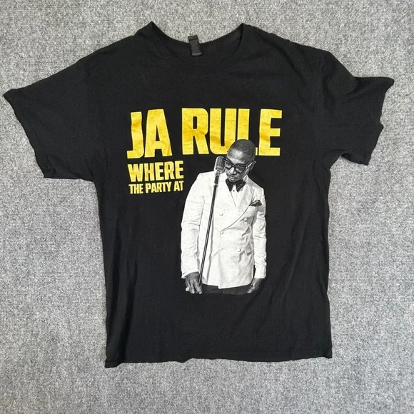 Ja Rule Where The Party At Tour 2025 Graphic T-Shirt Black Mens Large Gildan