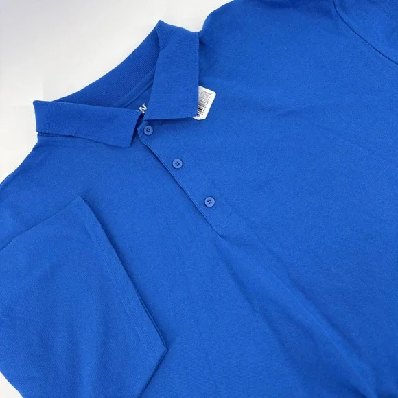 Gildan‎ DryBlend Polo Shirt 2XL Blue Short Sleeve Pique Knit Mens