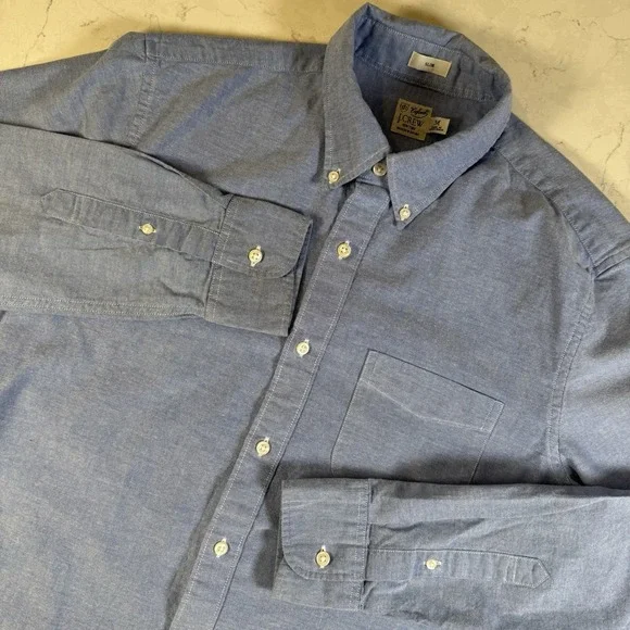 J.Crew Shirt Mens Blue Broken-In Oxford Untucked Long Sleeve Button Up Slim Med
