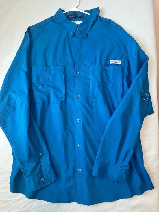 Columbia PFG Tamiami II Fishing Shirt – XXL Long Sleeve Bright turquoise
