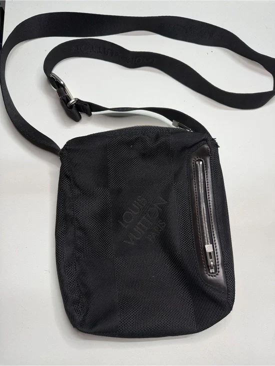Louis Vuitton Black Mesh Messenger Crossbody Bag
