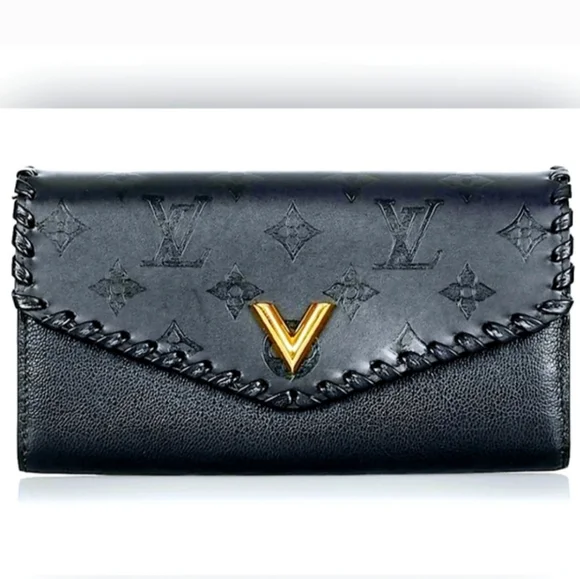 Louis Vuitton Cuir Plume Very Black Long Wallet
