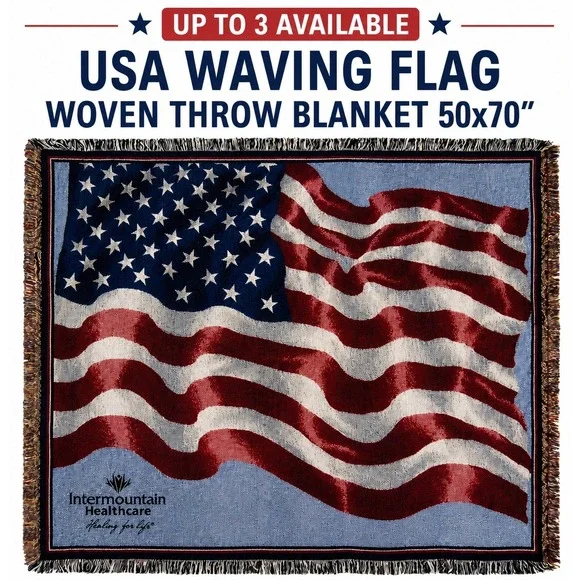USA Waving Flag Woven Throw Blanket 50x70
