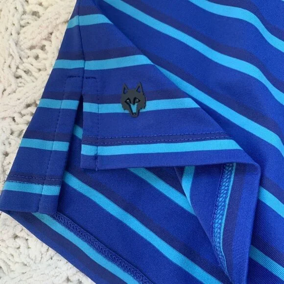 Greyson Golf Polo Shirt Size Large‎ The Vintage Club Stripes Blue Wolf Logo Peru