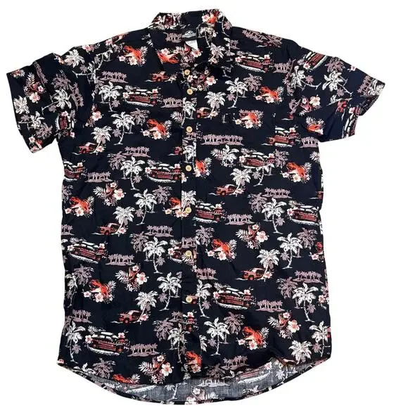 Jurassic World Men's Hawaiian Style Button Down- L