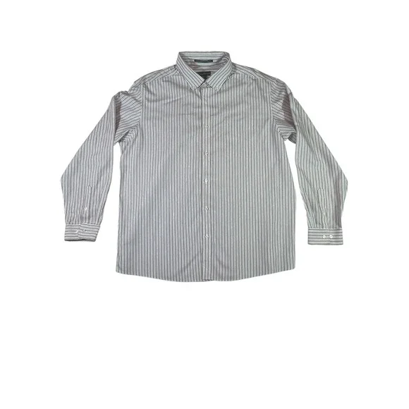 Eddie Bauer Shirt Mens 2XL Multi Striped Wrinkle Resistant Back Box Button Down