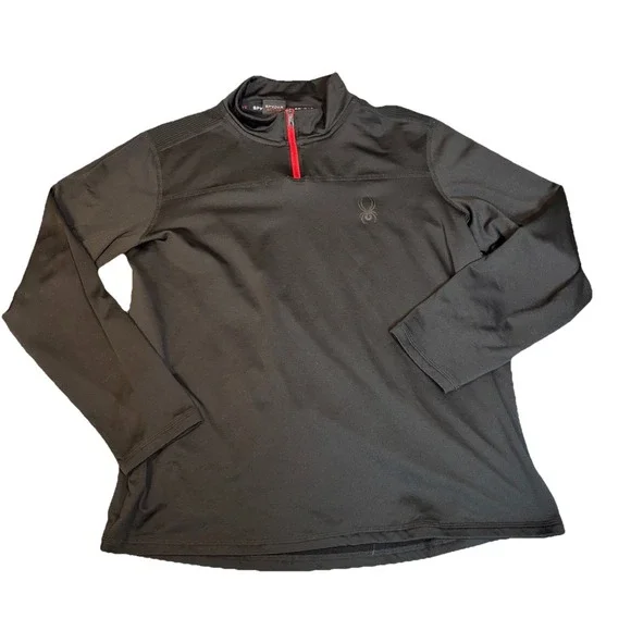 Spyder Sweatshirt Mens Medium Black Quarter Zip Pro Web Active‎ Polyester Blend