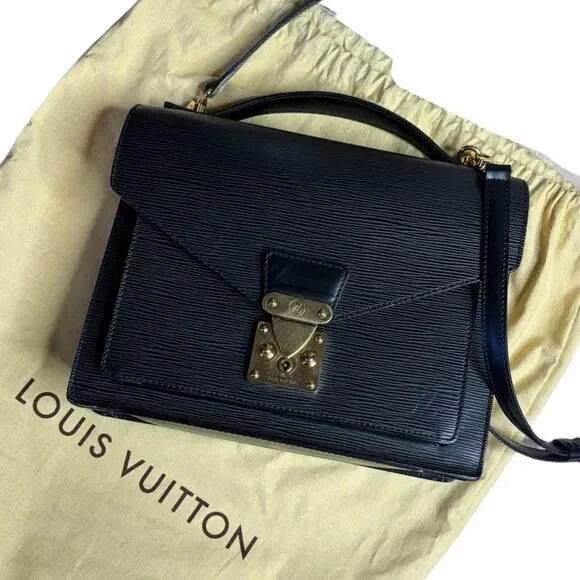 VINTAGE Louis Vuitton Monceau Black Epi Leather Handbag