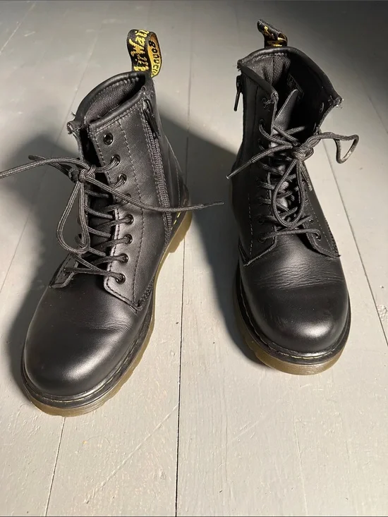 Dr. Martens Black Kids Lace-Up Combat Boots 1460