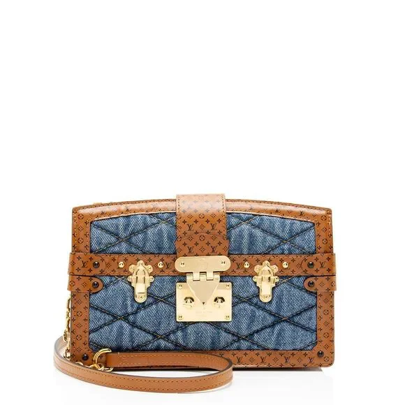 Louis Vuitton Denim Calfskin Malletage Trunk Clutch