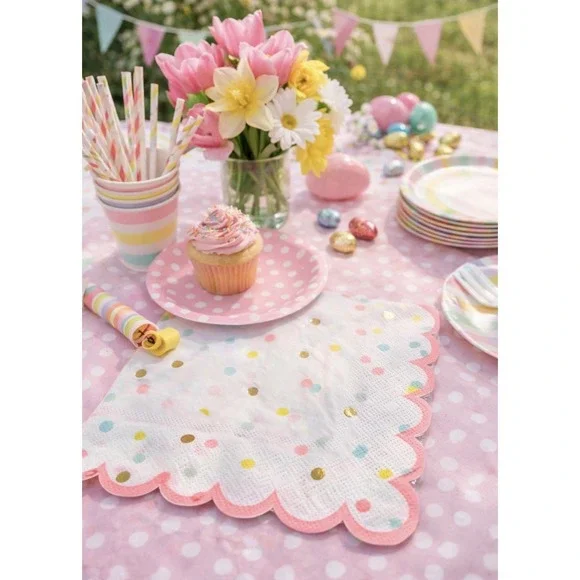 Meri Meri Polka Dot Party Napkins Lot of 4 Packs 16‎ Each Scalloped