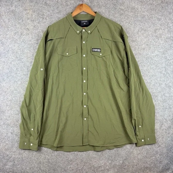 Black Rifle Coffee Company Western Shirt Mens 2X Green Pearl Snap Stretch