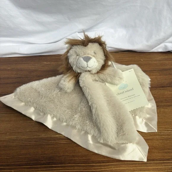 Cloud Island Lion Security Blanket Lovey Satin Back Plush Baby