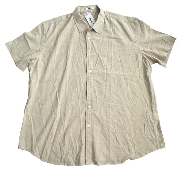 COOFANDY Mens Linen Blend Short Sleeve Button Down Shirt XXL Summer Beach Casual