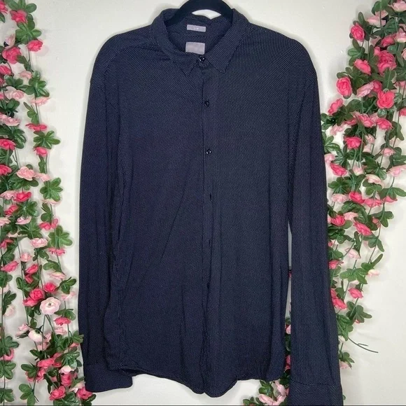 A-Frame StitchFix Black Polka Dot Slim Button Med