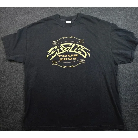 Vtg 2005 Eagles Tour Men's Black Concert Band T-Shirt Classic Rock Size XL