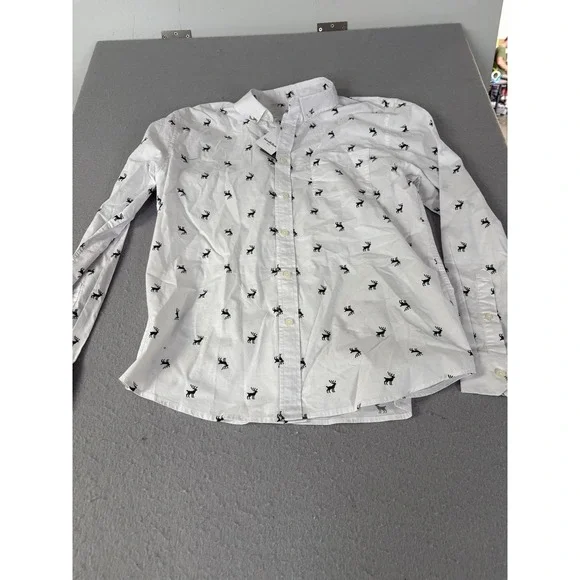 Goodfellow & Co Shirt Mens Large White Every Wear Poplin Slim Fit Deer Print‎