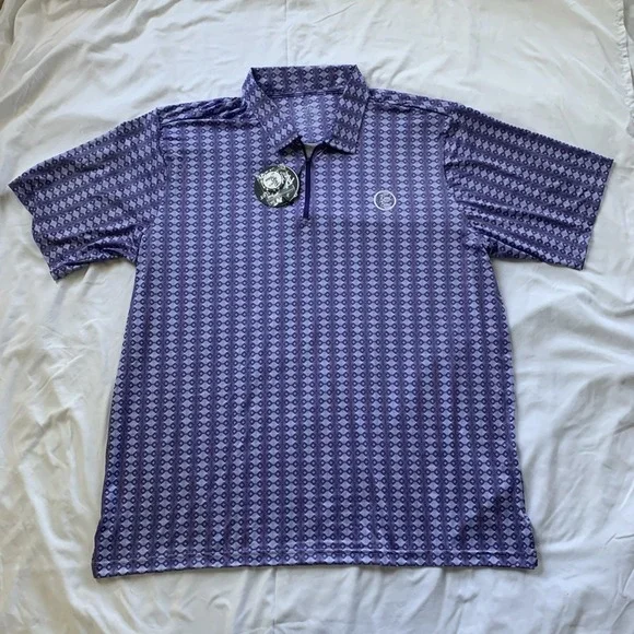NWT Rusty Putter‎ Golf Polo Size XL Purple White Abstract Pattern Geometric