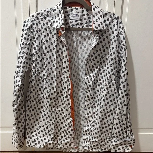 Tavion White Paisley Print Men's Dress Shirt