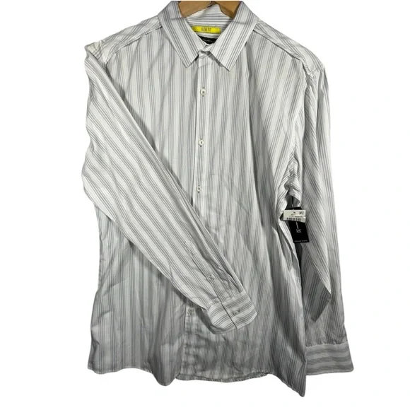 INC International Concepts White and Gray Dress Shirt. Size Large