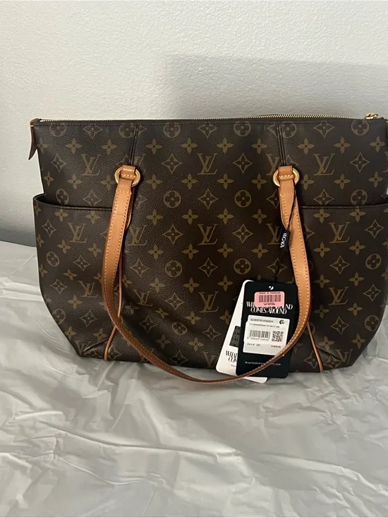 Louis Vuitton Monogram Canvas Tote in Brown with Tan Handles