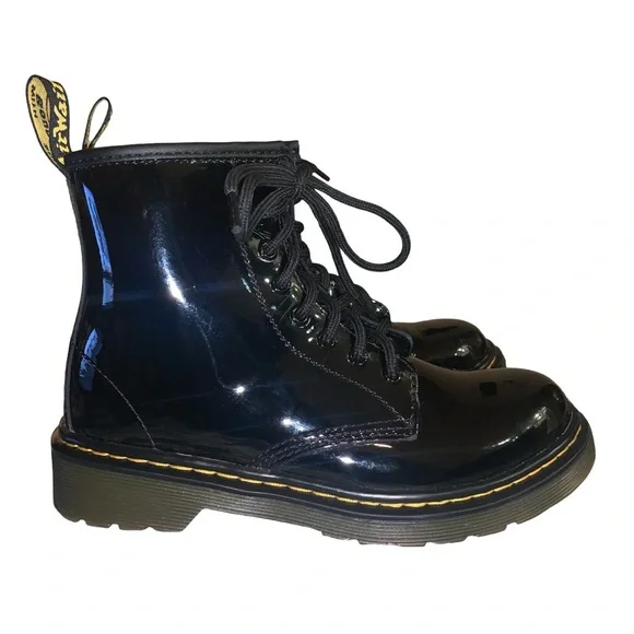 Dr. Martens 1460 J Black Patent Leather Boots Size 2 US Youth