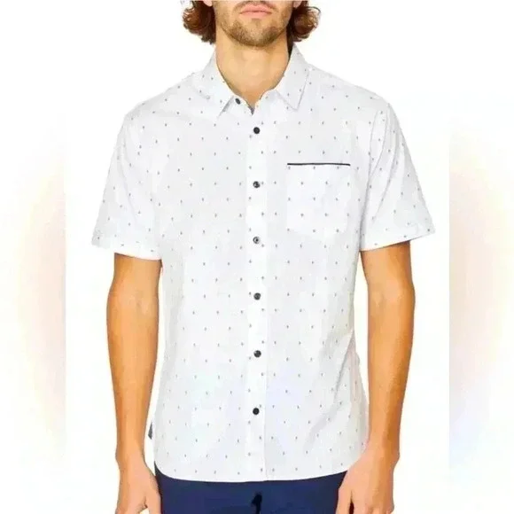 7 Diamond Men’s Suden Impact Short Sleeve Button-Up Shirt/White-SZ Large
