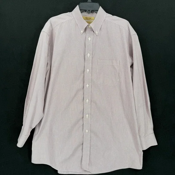Roundtree & Yorke‎ Gold Label Mens 16 33 Non-Iron Pinpoint Stripe Shirt Burgundy