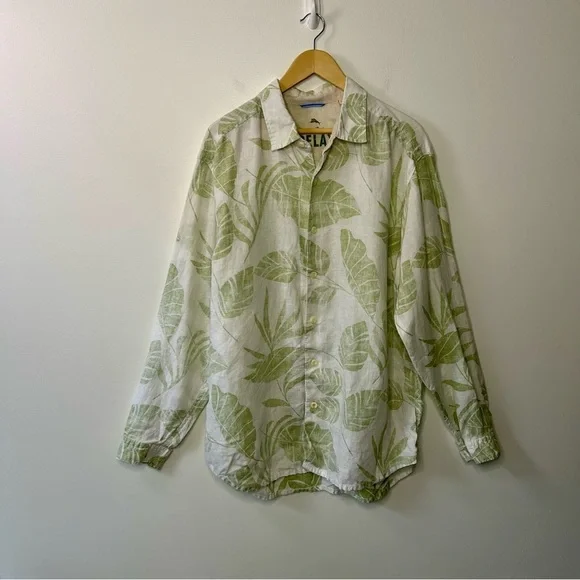 Tommy Bahama Relax Linen Long Sleeve Button Down Shirt fig leaves