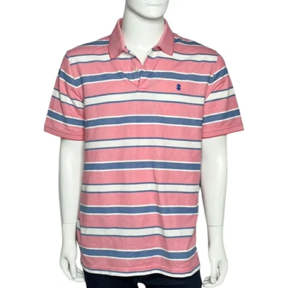 IZOD Sportswear Classic Fit Performance Striped Polo‎ Shirt Size Large