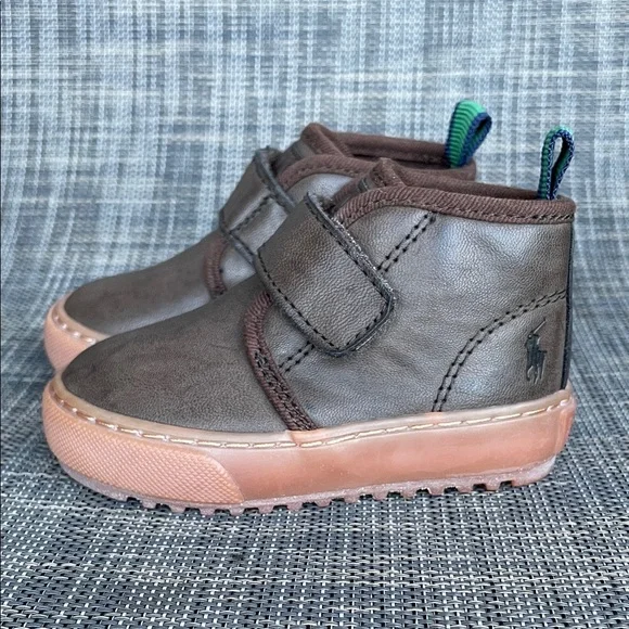 Polo by Ralph Lauren Brown Chocolate Chett-EZ Leather Strap Boots infant shoes 4