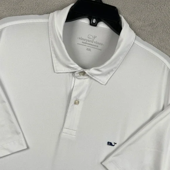 Vineyard Vines Performance Polo Shirt Mens 2XL Solid White Short Sleeve Golf