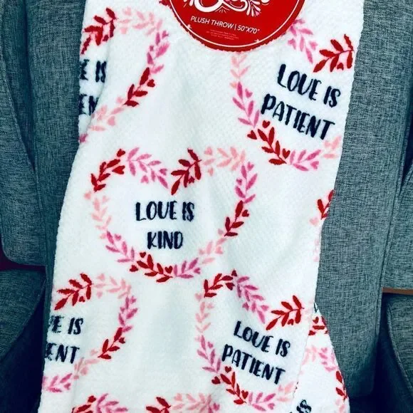 Love is Patient, Love is Kind Valentine Jacquard Plush Throw Blanket