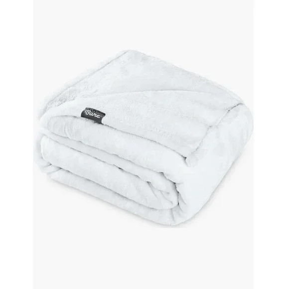 Bare Home King Size Microplush Fleece Blanket White 108x90 Soft Cozy Plush
